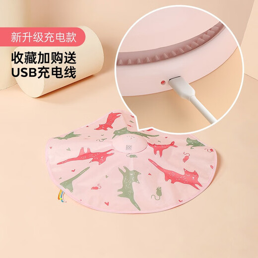 M-PETS Cat Toy Funny Stick Self-Happling Turntable Automatic Rotating Electric Toy Cat Artifact Pet Supplies Peek-A-Boo Qinglan - Rechargeable Version (Cloth Turntable + Feather + Yingluo Cable