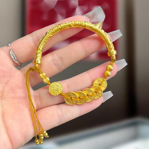 Lan Lian Five Emperors Qian Jiyan half-bracelet female five-way God of Wealth bracelet gold-clad silver copper coin braided gift bracelet for girlfriend