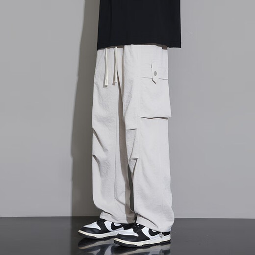 Dingfengbaoluo Seda de seda de secado rápido Pantalones casuales de secado rápido para hombres de trabajo estadounidenses masculinos de moda