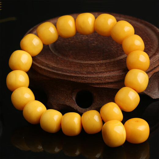 Xidian natural raw mineral beeswax old-style barrel beads single beads loose beads spaced beads Buddha beads bracelet single bead amber bracelet accessories diameter about 7mm single bead