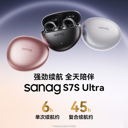 SANAG S7S Ultra Zhang Ruonan's same style Bluetooth headset ear clip air bone conduction concept ear hanging sports AI smart recording real-time wireless translator