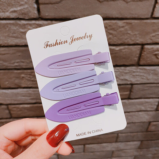 Children's accessories duckbill clip color seamless hairpin women's forehead bangs clip broken hairpin face wash makeup metal duck 19-79 coffee color 3 pcs/card