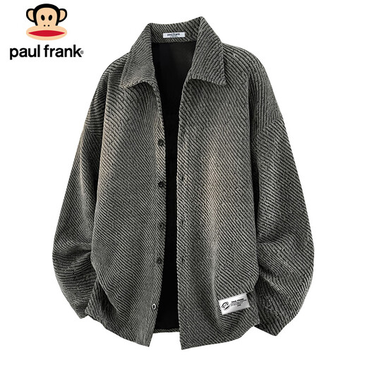 Paul Frank Jacket Men's Autumn and Winter American Jacket Men's Loose Casual Cardigan Top Men's Dark Gray XL