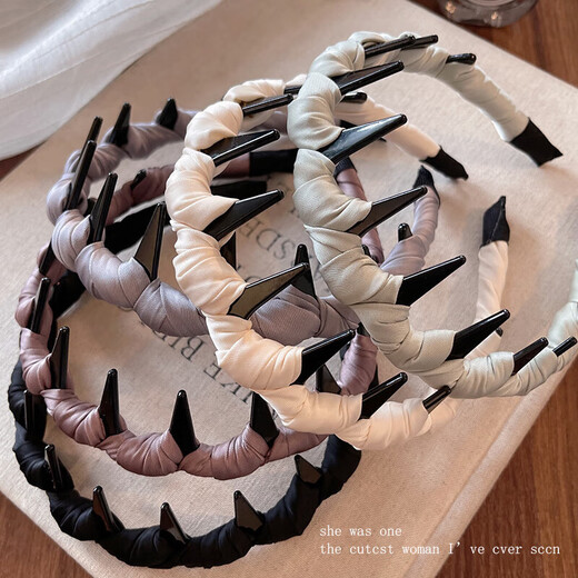 Other brands of retro satin toothed hairbands for women, high-end headbands for face washing, daily wear, black, 1 pack