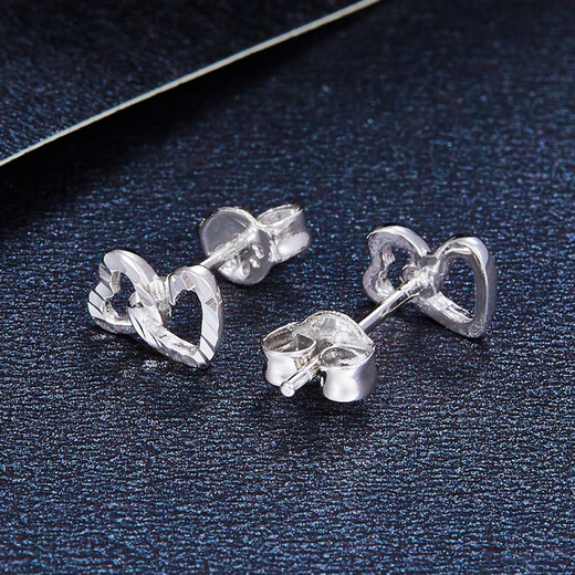 Laofu gold platinum earrings double heart earrings as a gift for your girlfriend as a gift, about 1.23g