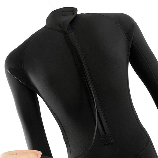 MPPMCK wetsuit 3mm 5mm long-sleeved warm men's one-piece sun protection waterproof female snorkeling suit surfing cold protection swimming and wetness classic one-piece black S 80-95Jin Jin equals 0.5 kg