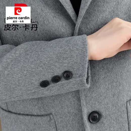 皮尔卡丹（pierre cardin）羊毛呢西服外套男士高端修身双面尼西装上衣秋冬百搭短款保暖大衣 88001A卡其色【双面呢】 XL 适合125-145斤