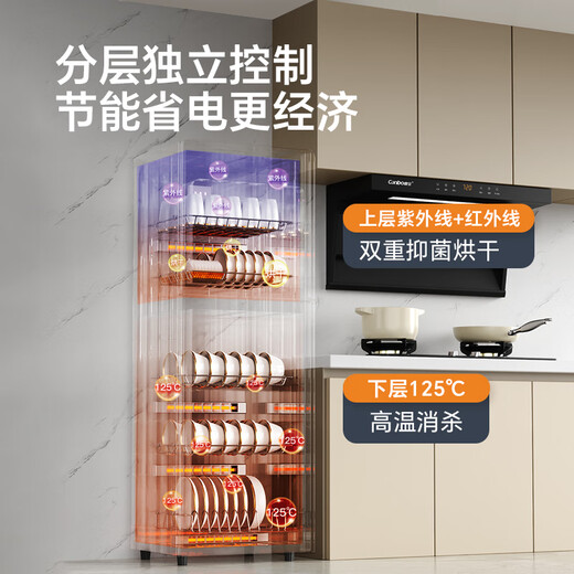 Canbo Magic Mirror Disinfection Cabinet Household Vertical 130L High Temperature Two-Star Small Two-Door Tableware Drying Stainless Steel Disinfection Cupboard National Subsidy XDZ130-C19