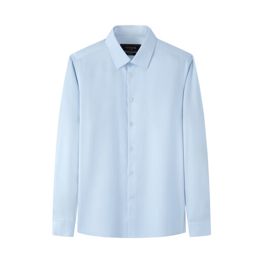 雅戈尔（YOUNGOR）长袖衬衫男士全棉200支面料免烫衬衫经典素色衬衫抗皱平整 浅蓝素色 41