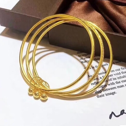 Fuwu yellow I gold 18IK Sansheng Sanshi bracelet for women 24Ik yellow I gold faded multi-circle blessing sign Lotus style Nei Jing 54