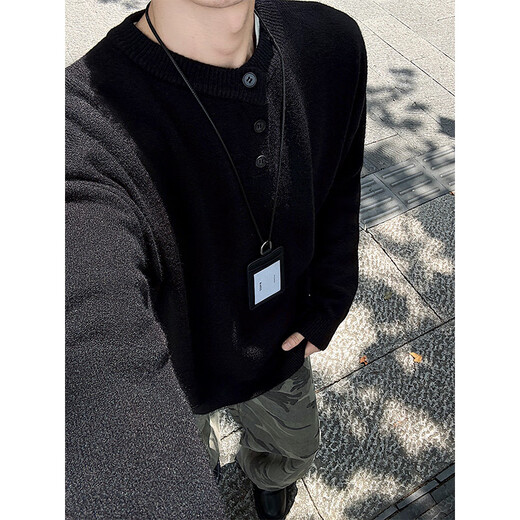 Zhiwei cleanfit Henry collar long-sleeved knitted sweatshirt men's autumn and winter new American retro warm base shirt clothes white flower gray XL recommended 135-150Jin Jin equals 0.5 kg