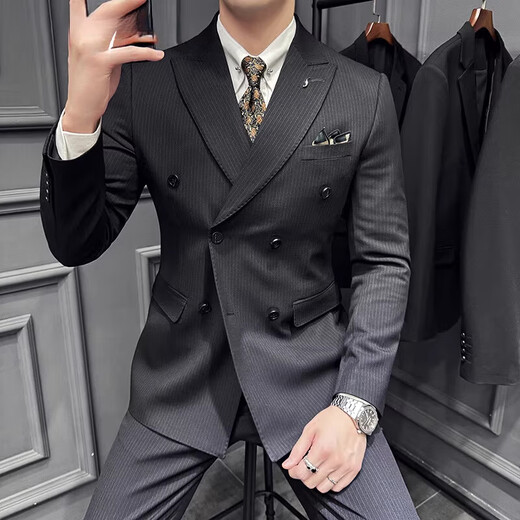CEO Yageor 2024 Traje de rayas de otoño e invierno Traje para hombres Vestido de boda del novio del novio de doble pecho