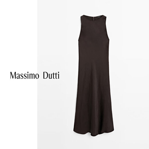 
Massimo Dutti autumn new product 2025 women's old-fashioned style exquisite light luxury long satin halter neck dress 06685530 Chocolate color XS (CN 165/84A)