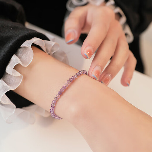 Half a grain of 2025 new amethyst bracelet for women, transfer beads for besties, ins design, thin bracelet gift, faceted tanzanite - suitable for hand circumference of about 14CM