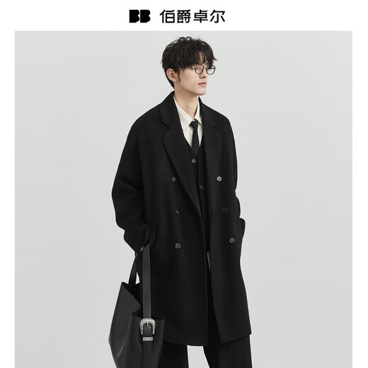 Earl Zall Cashmere Wool Blended Mid-Length Double-sided Wool Coat Men's 2025 Autumn and Winter New Jacket P541523 Storm Gray Regular Version-No Liner 3XL (190)