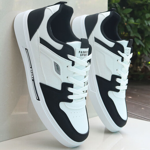 Chaussures masculines de la marque Shamulang pour le printemps et l'été 2025 Chaussures blanches en cuir pour hommes pour hommes Sports polyvalents Chaussures décontractées 9905 Modèle phare blanc et noir 39
