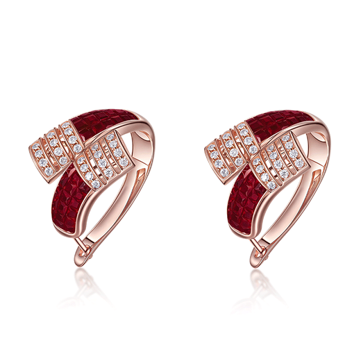 Tingliang ruby earrings 18K gold diamond inlaid with snake design natural ruby earrings 5.6 carats luxury style in stock