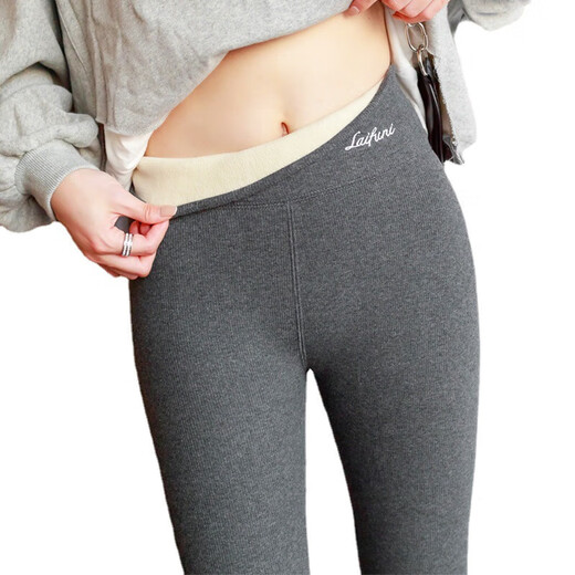 Extra thick sherpa leggings for women's outer wear in autumn and winter plus velvet and thickened high waist Northeastern ultra-thick gray warm cotton pants Extra thick sherpa - black 2XL (140-160Jin Jin equals 0.5 kg)