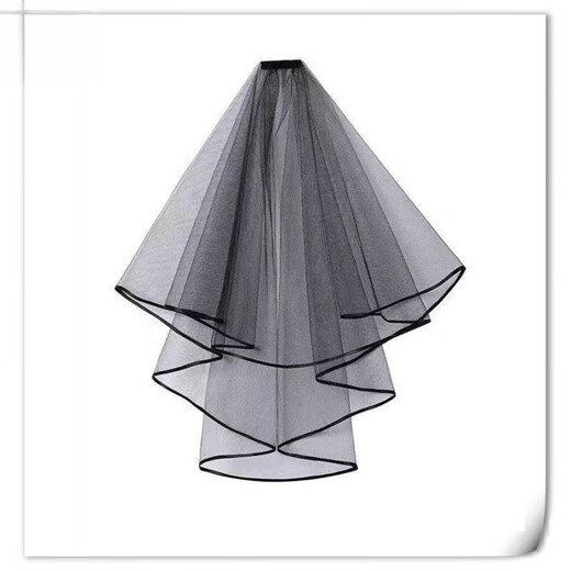 Black veil multi-layered fluffy veil for bride to receive wedding certificate for Halloween photo shoot small veil simple forest style studio head black large lace 60cm-80cm