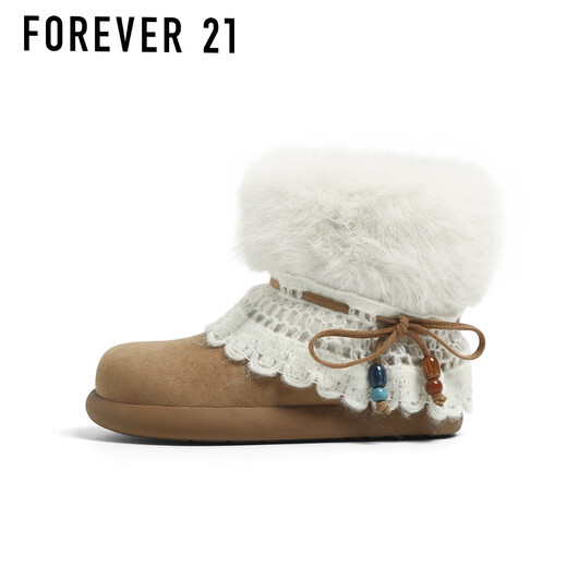 FOREVER21 Bohemian Snow Boots Women's 2025 Winter New Plush Thickened Outdoor Versatile Warm and Anti-Slip Casual Cotton Shoes