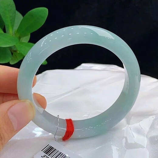 Jade Bracelet Myanmar Genuine Jade Jade Bracelet Ice Waxy Light Green Floating Flower Jade Bracelet Gao Bing Women's Gift Light Green 55mm Ring