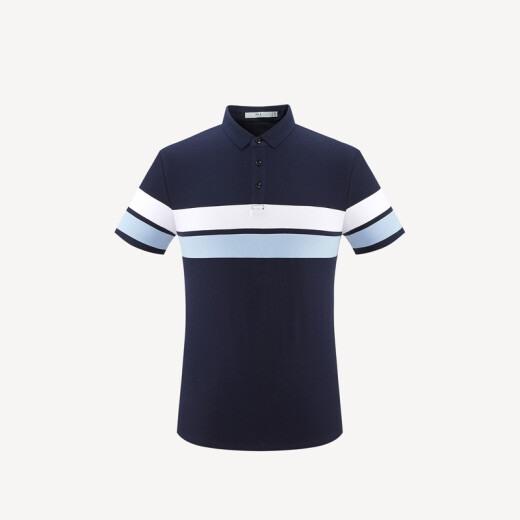 HLA Hailan House short-sleeved POLO men's summer gentleman striped comfortable half-cardigan pullover HNTPD2R062A navy blue patchwork (62) 175/92Y (50)cz