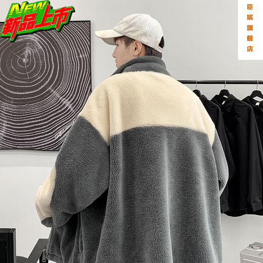 CHENPIN LAMB LABE COTON COTON MEN'S 2025 Nouveau automne et hiver plus velours épaissie de coton en vrac Coat de coton velours chaud gris xl