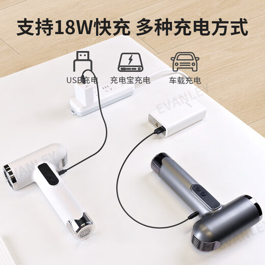 EVANLEY German Wireless Hair Dryer Rechargeable Student Dormitory Special Unplugged Hot and Cold Air Battery USB Hair Dryer 100,000 RPM - High Configuration Can Blow Hot Air Without Power - Ivory White