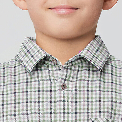 Youngor shirt junior autumn and winter cotton plaid long-sleeved shirt soft and skin-friendly green KLRM115675QFA 140 140/72