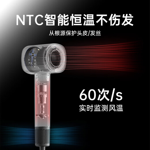 BOWEI high-speed hair dryer B16 household low-noise high-wind quick-drying negative ion hair care leafless hair dryer birthday Valentine's Day gift Intercontinental Hotel same model B16 space gray