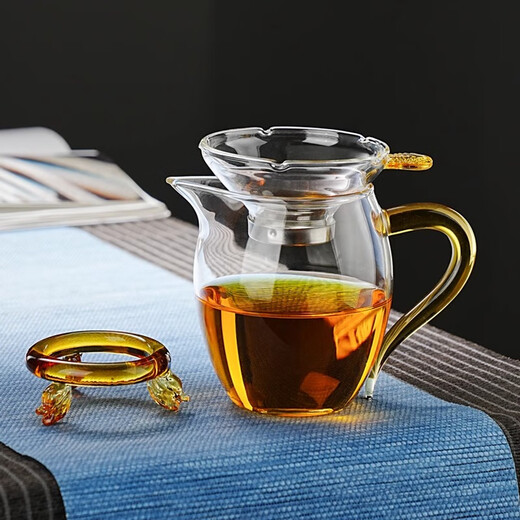 PAKCHOICE glass fair cup with tea drain three-piece set filter tea divider Kung Fu tea set accessories thickened heat-resistant tea making tool