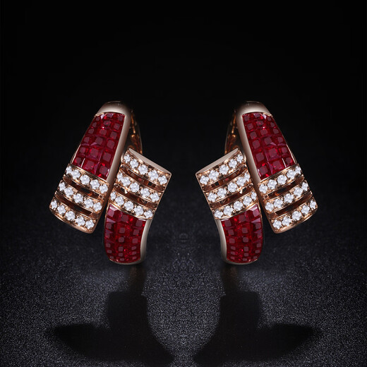 Tingliang ruby earrings 18K gold diamond inlaid with snake design natural ruby earrings 5.6 carats luxury style in stock