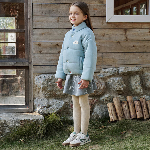 nest designsPR小云朵童装儿童夹棉外套男童女童时尚百搭秋冬 雾灰绿 100 （建议身高90-102cm）