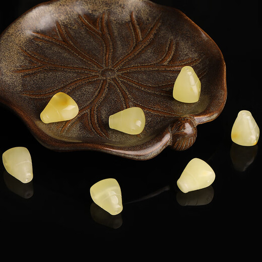 Yanyun jewelry raw mineral natural beeswax three-way single bead loose bead bracelet amber beads DIY small boutique pair of holes 11-12mm