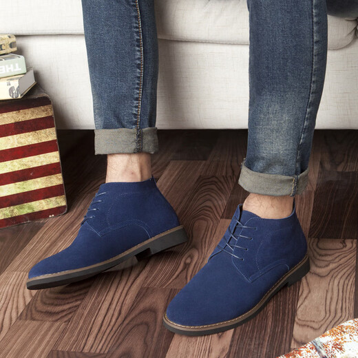 2025秋季新款马丁靴男士高帮反绒皮男鞋商务休闲皮靴大码男鞋 加绒9898棕色 39