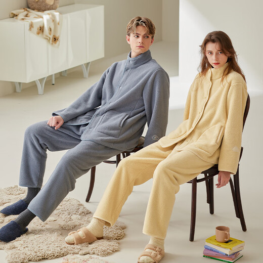 Fenton fluffy couple pajamas for women autumn and winter new warm anti-static coral velvet young men's home wear set