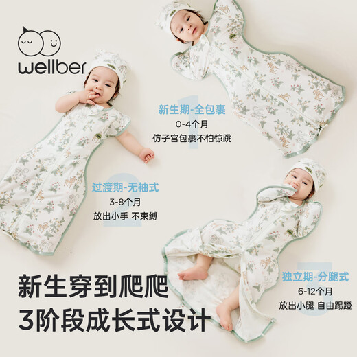 Wellber (Wellber) Neugeborenes Baby Anti-Schock Schlafsack Übergeben Babypackschal für vier Jahreszeiten 0-3 Jahre alt Einhorn L.