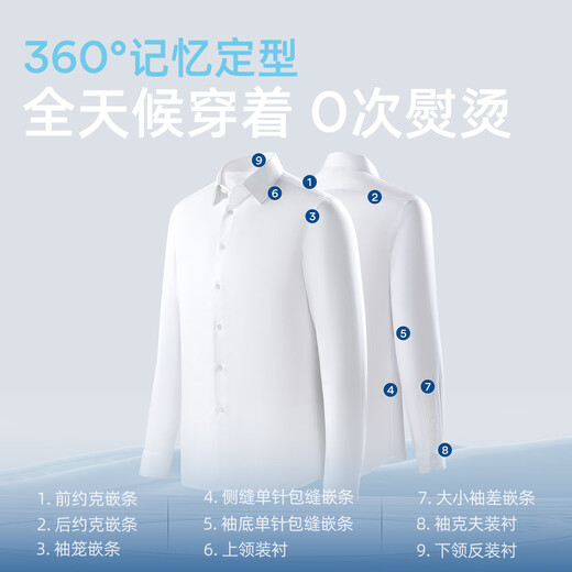 雅戈尔（YOUNGOR）长袖衬衫男士全棉200支面料免烫衬衫经典素色衬衫抗皱平整 浅蓝素色 41