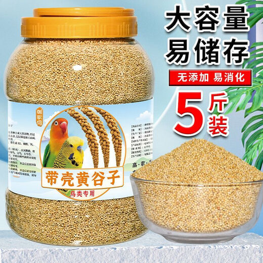 Bird food eaten by budgerigars: Black Phoenix Munnia shelled millet red millet bird feed yellow millet mixed shelled yellow grain rich in protein fiber healthy meat growth 550g yellow millet parrot food