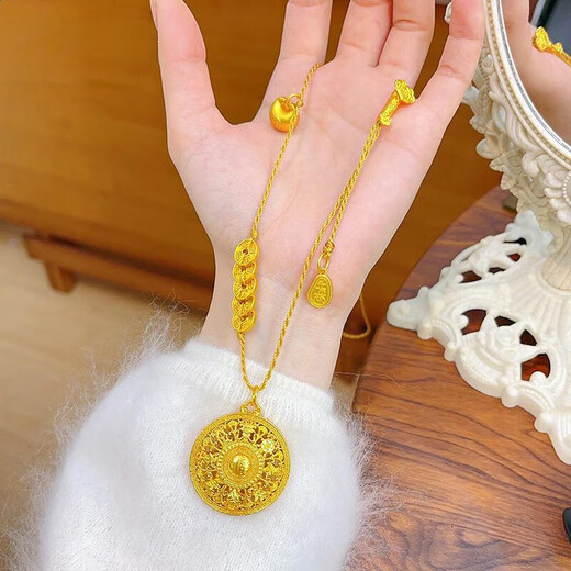 Pupan Lao Phoenix 999 Bengal Red Gold Jewelry Women's Necklace Sha Jin Fu Eight Treasures Compass Pendant Solid Fat A056 New Eight Treasures Compass + Qianlao Fengxiang Quality