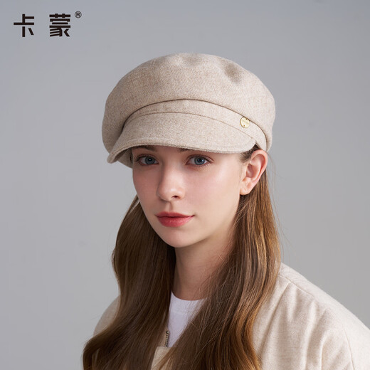 Kenmont all-sheep wool beret large head circumference for women autumn and winter 2025 new retro octagonal newsboy hat showing small face 5304