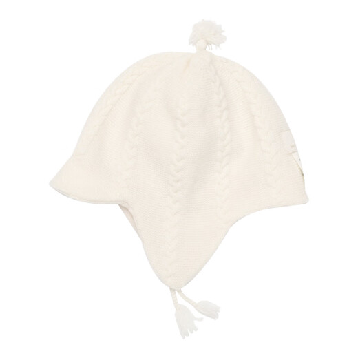 White wheatWhiteWheat new autumn and winter baby pure cashmere knitted hat for boys and girls, windproof cashmere ear protection hat, off-white (ready in stock) S (hat circumference 44cm), choose according to the baby's actual head circumference