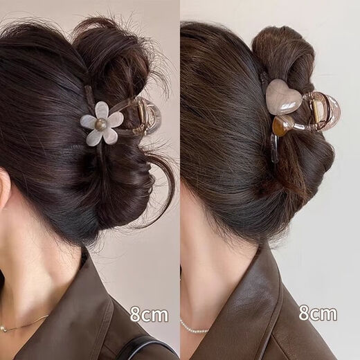 Blumenclip Frauen High-End 2025 neuer Stil mit kleinem Haarvolumen Haifisch-Clip-Haarclip Frauen Rückenkopf Tablett Haarclip-Kopfschmuck [#asymmetrische Rosenclip] 15 cm