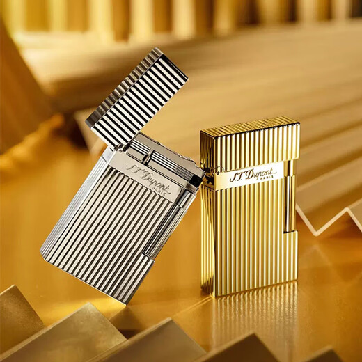 
S.TDUPONT French Dupeng Ligne 2 Lotus Series Classic Authentic Durable Dupeng Lighter 16817 Vertical Striped Silver, 1 pc