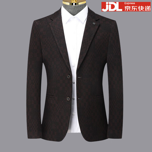 Lilang Men's Suit Jacket Men's Autumn Middle-aged Men's Business Casual Wool Suit Dad's Uniform Jacket 631 Dark Red 2XL 185/100