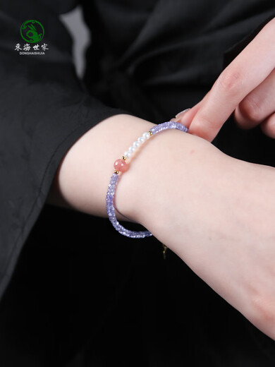 Purchase Products Tanzanite Bracelet for Women and Men China East China Sea Crystal Agate Jade Blue Shape 925 Silver Willow Leaf Style Approx. 3mm