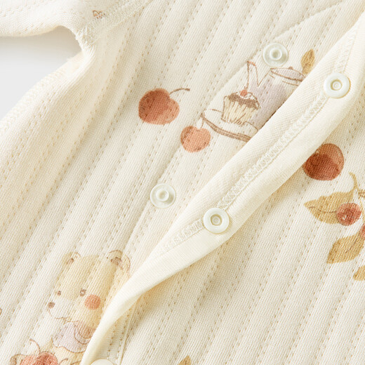 Tongtai (TONGTAI) baby jumpsuit autumn and winter pure cotton warm baby clothes newborn romper pajamas brown 66cm