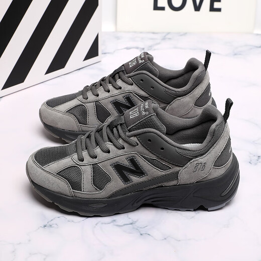 GEBBAS [878 retro shoes] Fashion sports shoes 878 versatile casual running shoes men's fur dad Yuanzu gray 878-1 40