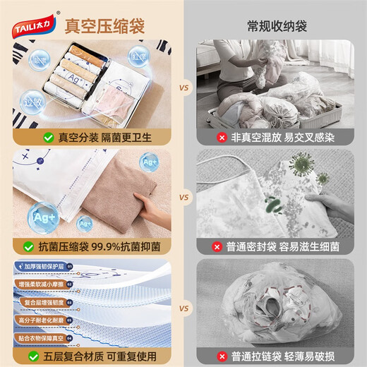 Taili Antibacterial Mother and Baby Travel Hand-rolled Storage Bag Vacuum Compression Suitcase Special for Clothes 3 Small 2 Large