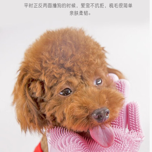 Pet dog and cat bathing gloves, extended bathing artifact comb, cat teddy bear brush supplies, gray 160g silicone 1 piece